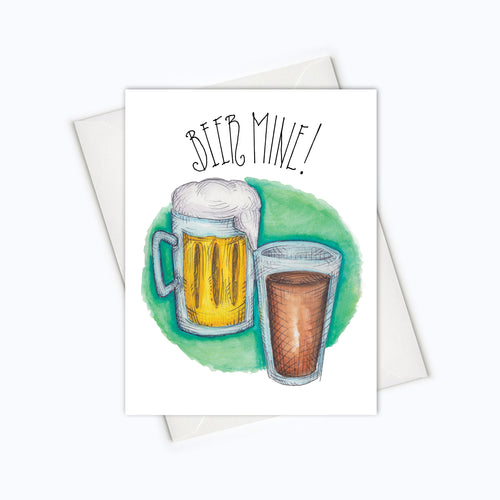 Beer Mine Funny beer art card valentines stationery love greeting card