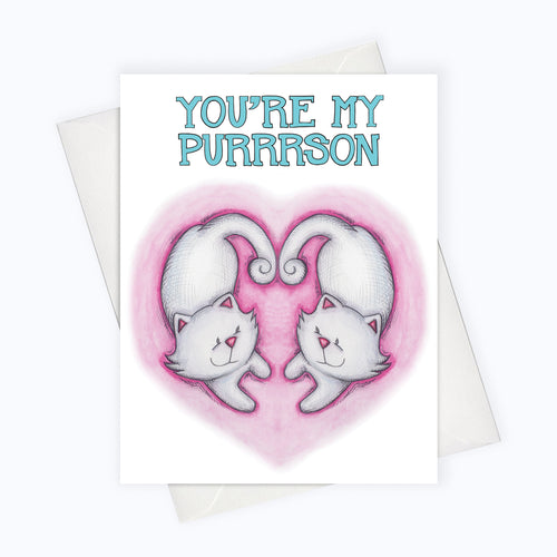 You're my purrson cat pun valentines day card. Cute cat greeting card for your person. 