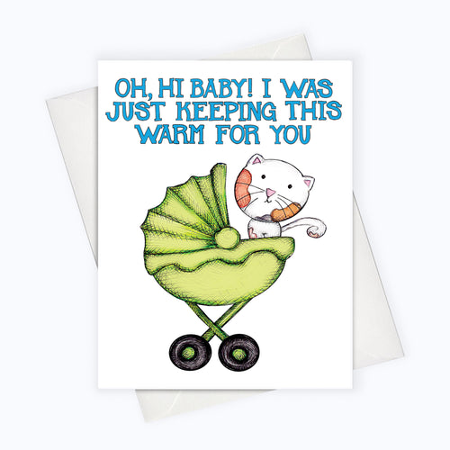 Funny Cat Card for new baby, baby shower cat, funny card