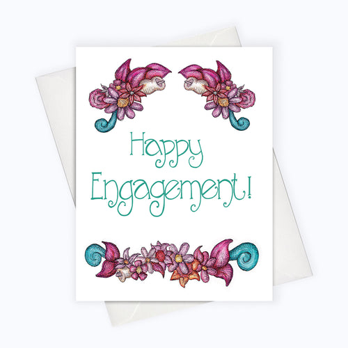 HAPPY ENGAGEMENT CARD | Love Card | Wedding Greeting Card | Engagement Greeting Card | Floral Engagement Card | Wedding Stationery | Cards For The Newly Weds