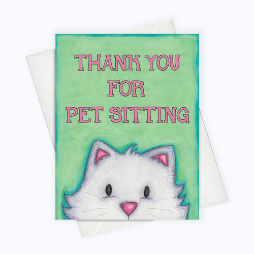 THANKS FOR PET SITTING Card | Cat Lover Greeting Card | Thank You Card | Cute Cat Card | Cat Sitting Card | Pet Stationery