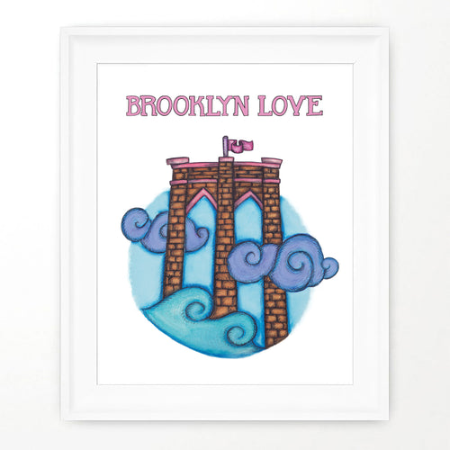 Brooklyn bridge print depicting brooklyn bridge art on the NYC skyline
