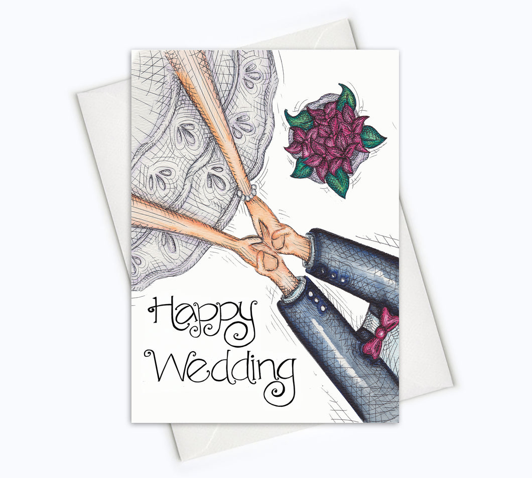 Bride and groom wedding card