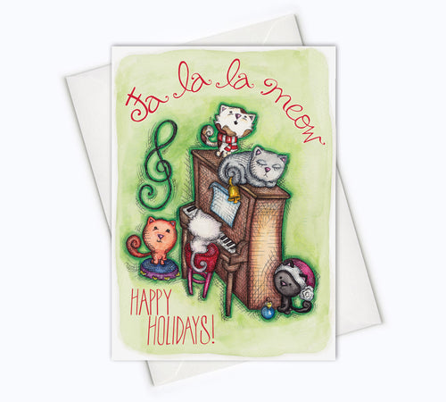 CAT HOLIDAY CARD | Cat Holiday Greeting Card | Caroling Cats Card | Holiday Stationery | Christmas Card | Cat Lovers Holidays