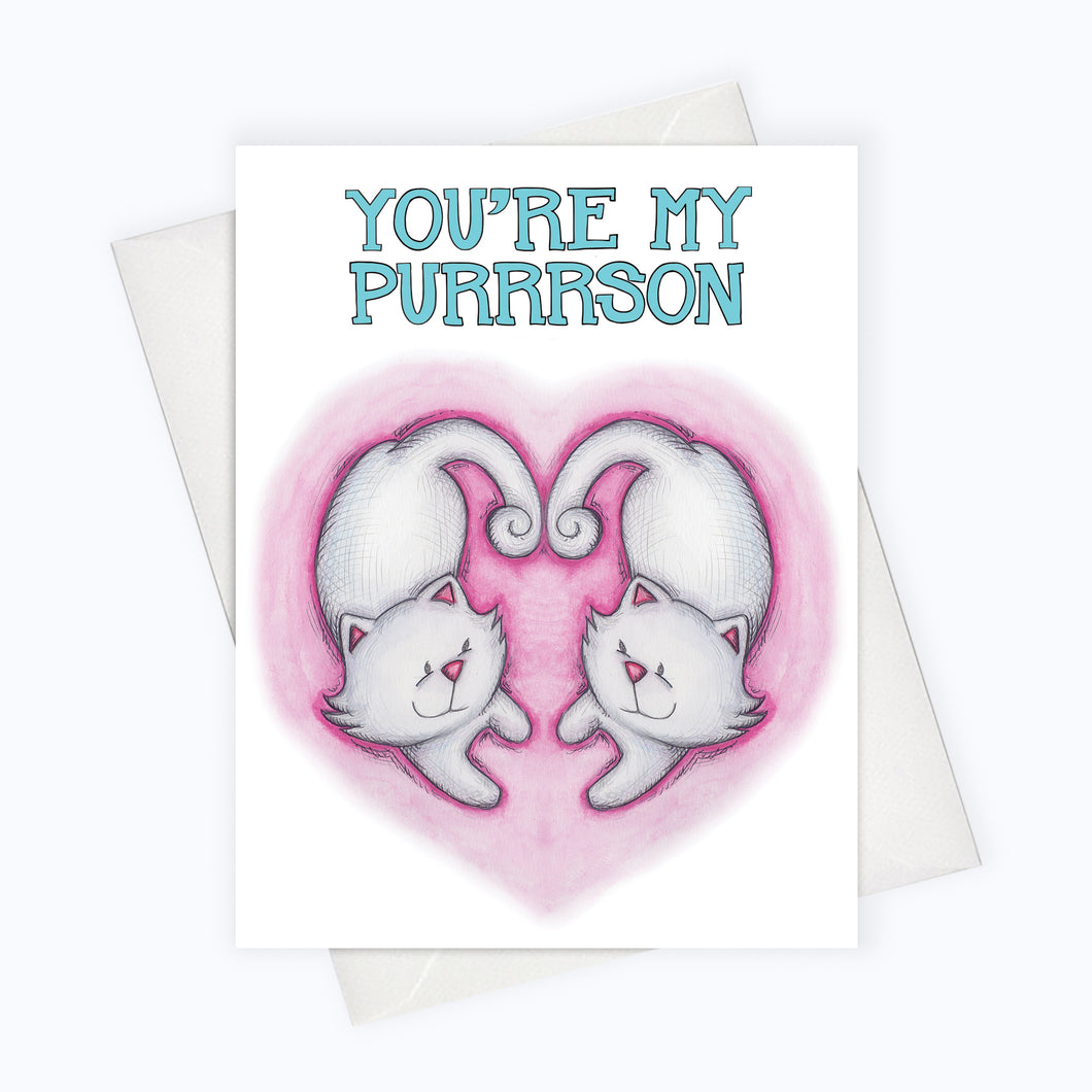 You're my purrson cat pun valentines day card. Cute cat greeting card for your person. 