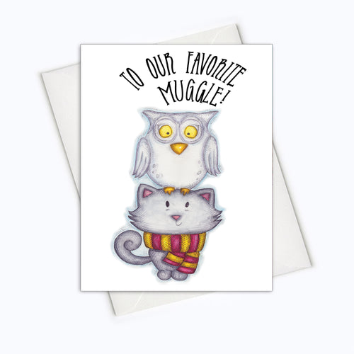 PAWTER CATS CARDS - Favorite Muggle Card - Birthday Card for Cat Loving Muggles