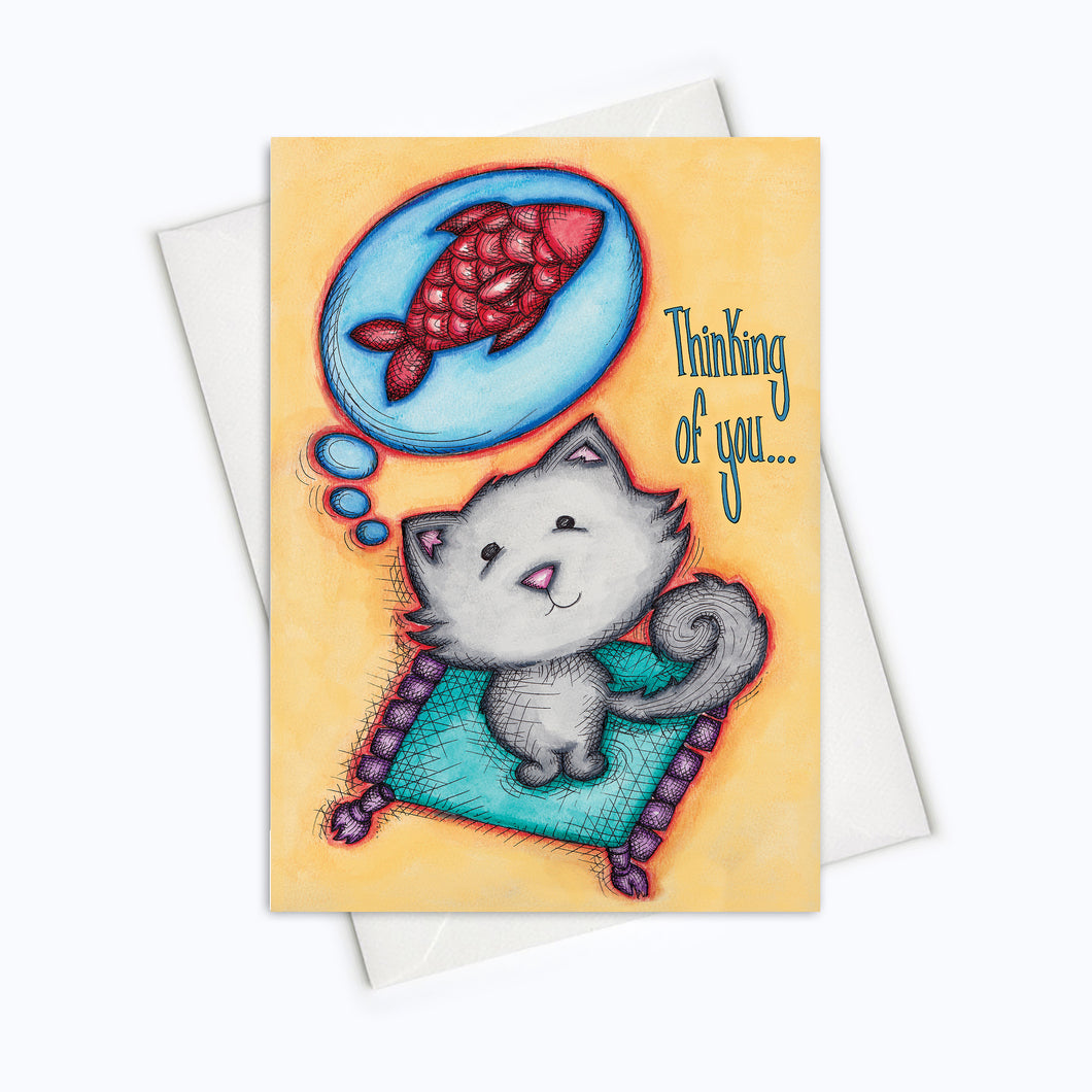 THINKING OF YOU Cat Card | I Miss You Card | Thinking Of You Card | Love Stationery | Cat Lover Greeting Card | Cute Cat Card | Cat Love Card