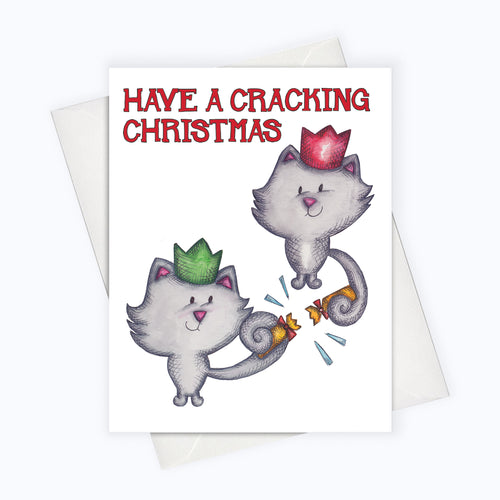 CAT HOLIDAY CARD | Christmas Crackers Card | Cat Holiday Greeting Card | Holiday Stationery | Christmas Card | Cat Lovers | Boxing Day