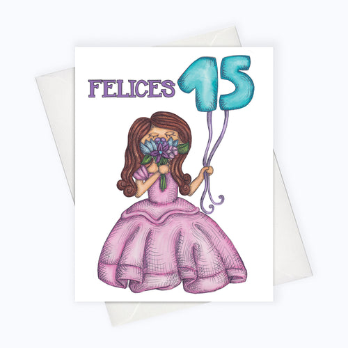 Felices quince quinceanera card quinceanera greeting card latinx stationery latina power card
