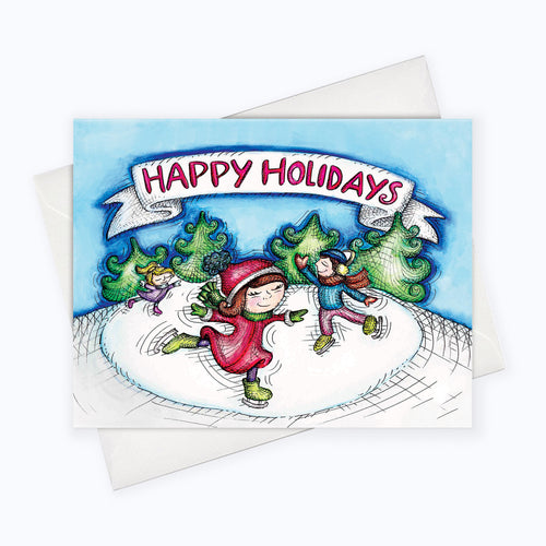 Boxed Set Holiday Card Cards Ice Skaters Christmas Cards