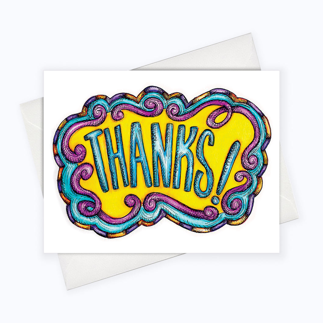 Colorful blank thank you card and thank you note