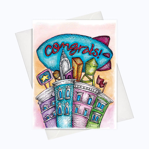 Zeppellin congratulations greeting card sky is the limit card 