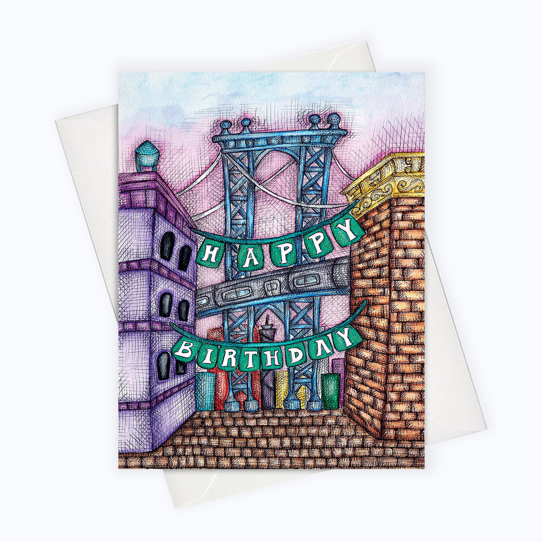 Brooklyn birthday card brooklyn bridge manhattan bridge art