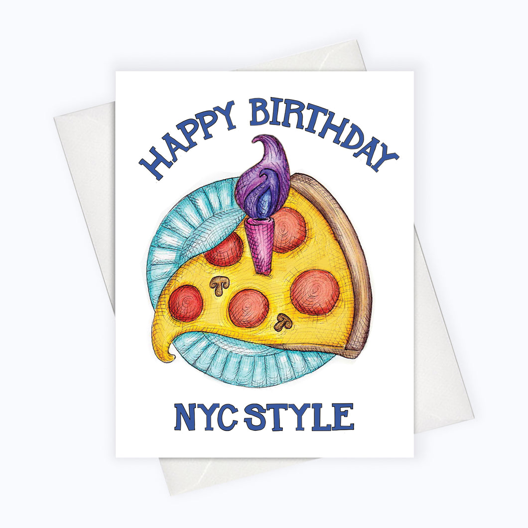 New York Style Birthday Card Pizza birthday card