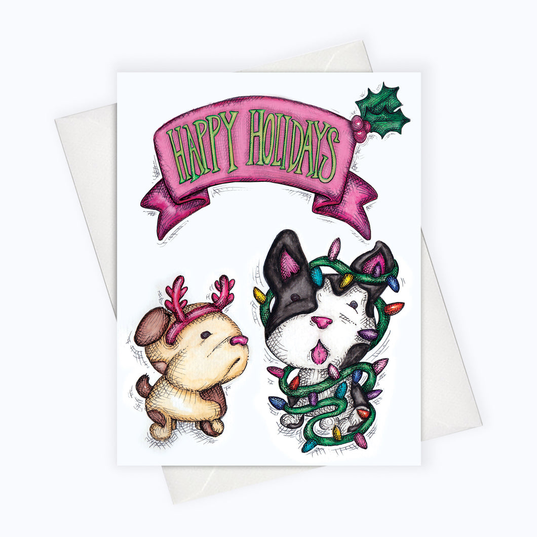 Dog Holiday Card Cute Puppy Holiday Card Dog Lovers Card Dog Lovers Christmas Card