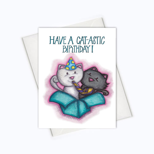 Cat-tastic birthday card cute funny cat birthday card