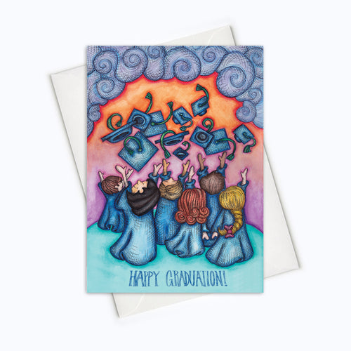 Cape and gown graduation greeting card