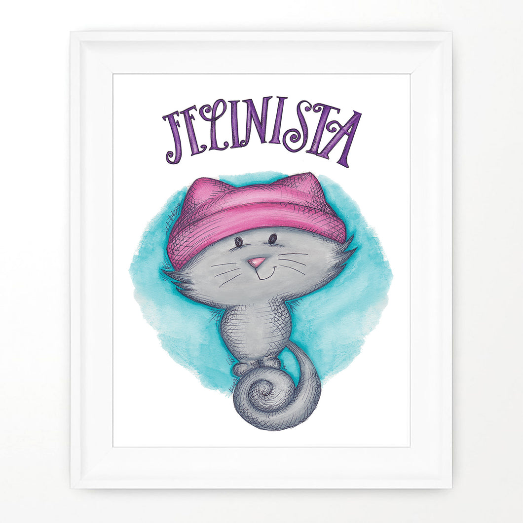 Felinista art pussy hat feminist print cat feminist felinist