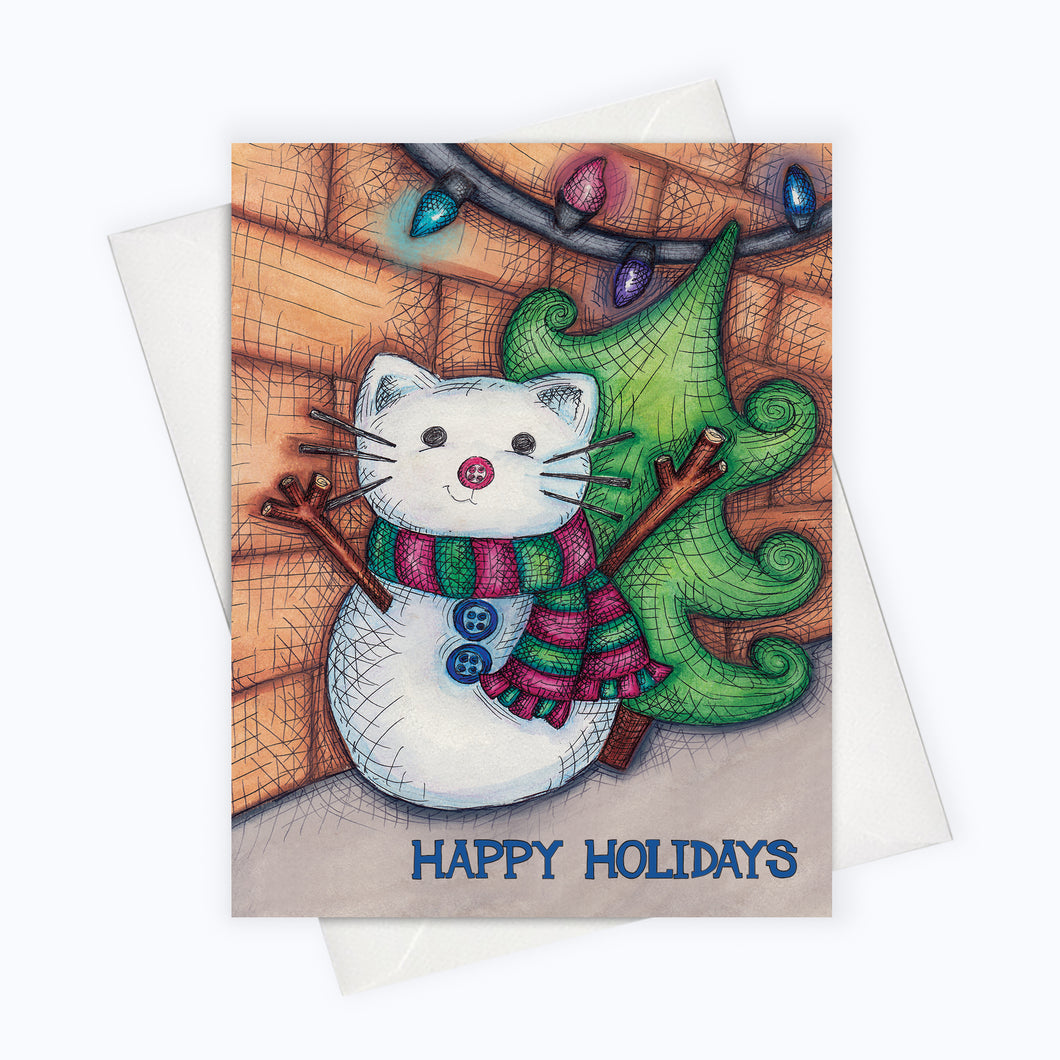 Snow Cat Holiday Card Cat Lovers Christmas Card
