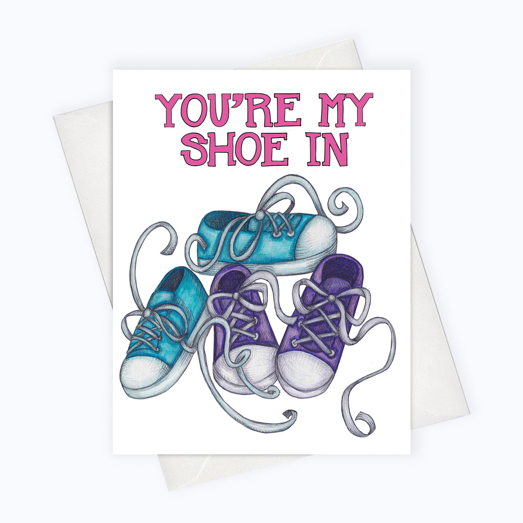 shoe-in cute card, couples card, card for a perfect match, friemdship card, unique valentines day card