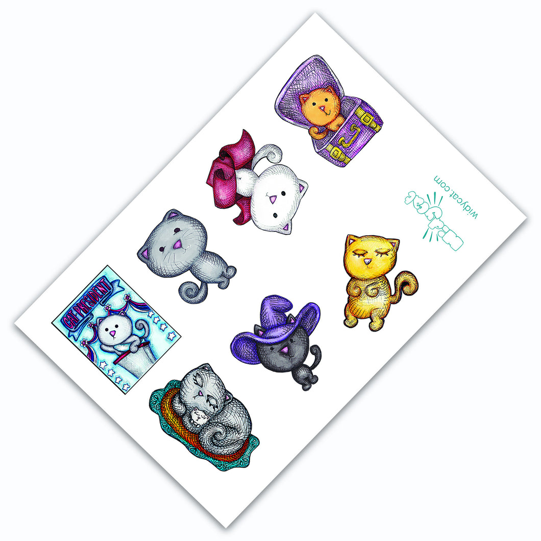 CAT STICKERS - Funny Cat Sticker Sheet – About A Cloud Co.