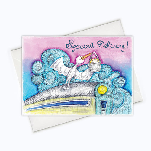 Stork baby shower card baby card