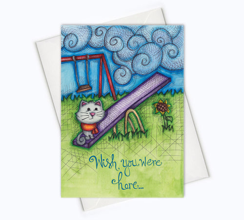 MISSING YOU Cat Card - I Miss You Card - Wish You Were Here Card